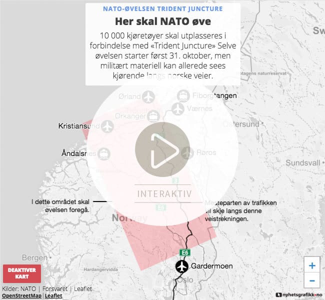 Her blir trafikken påvirket av øvelsen Trident Juncture